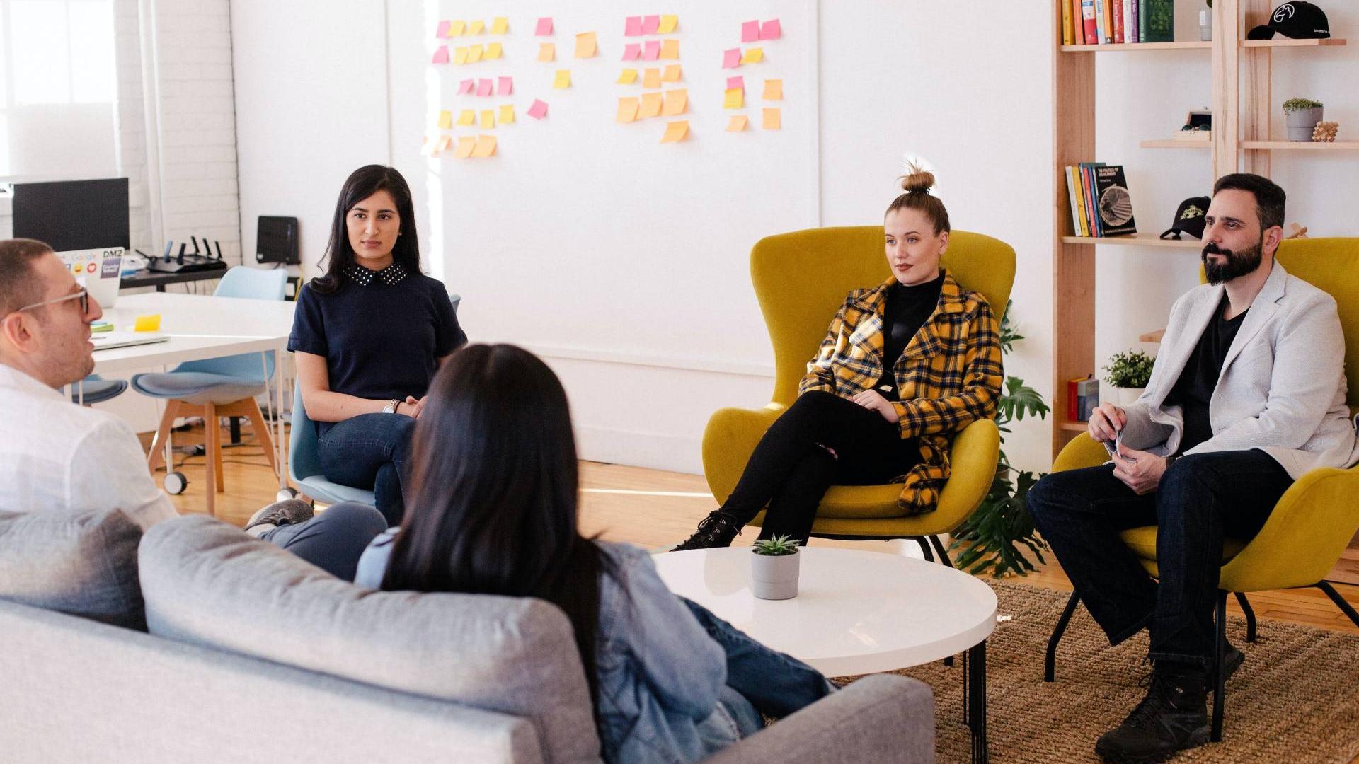 Team talking in office